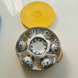 Classic Yedi Coffee and Tea Set Floral with Gold Accents 12 piece